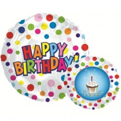 Шар Круг, С Днем рождения (пирожное), Белый