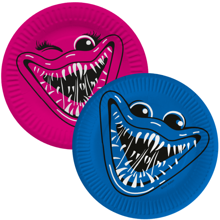 Тарелки "Зубастики" Синий/Фуше (упаковка с хедером)