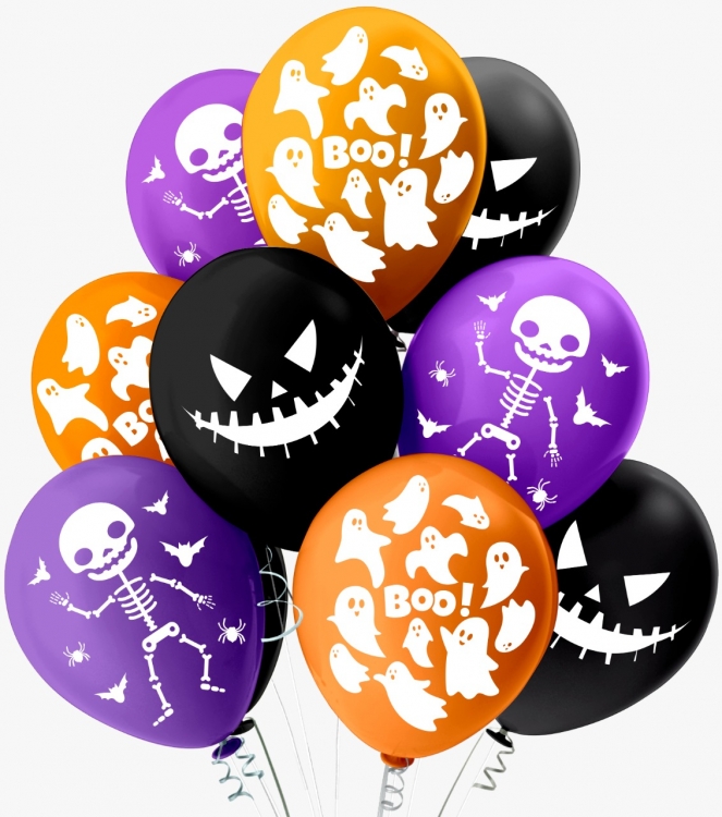Шар Хеллоуин "BOO!", Ассорти Пастель 4 ст