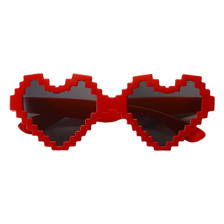 Карнавальные очки "Пиксели" Сердца красные