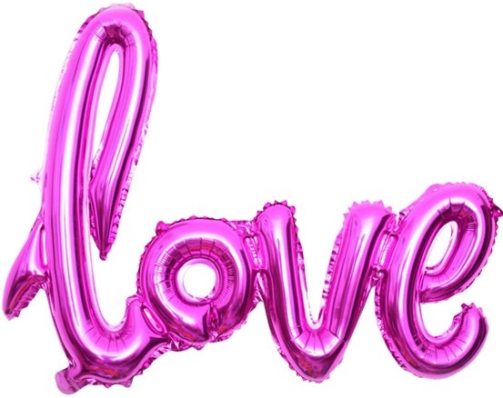 Шар Фигура, Надпись "Love", Фуксия