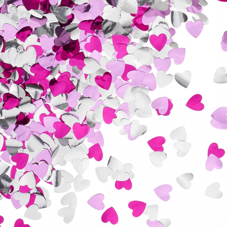 Конфетти фольга Сердце, Розовый микс, Металлик 1,5 см  